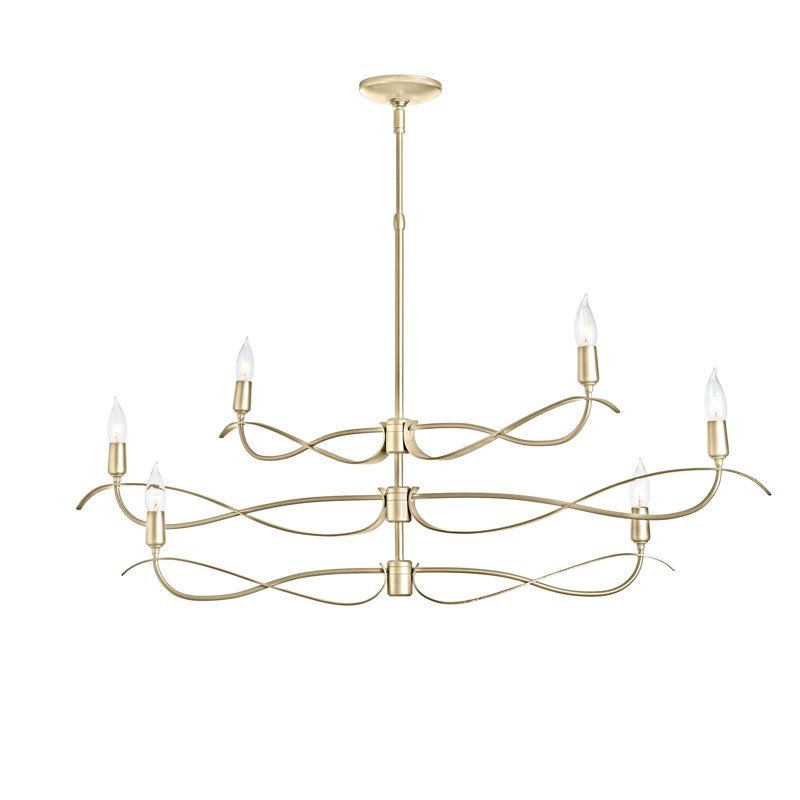 Willow 6 - Light Candle Style Classic Chandelier, Modern Brass, Small