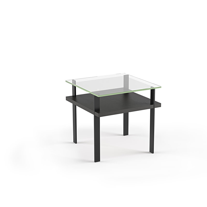 Terrace Glass Top End Table, Charcoal Stained Ash