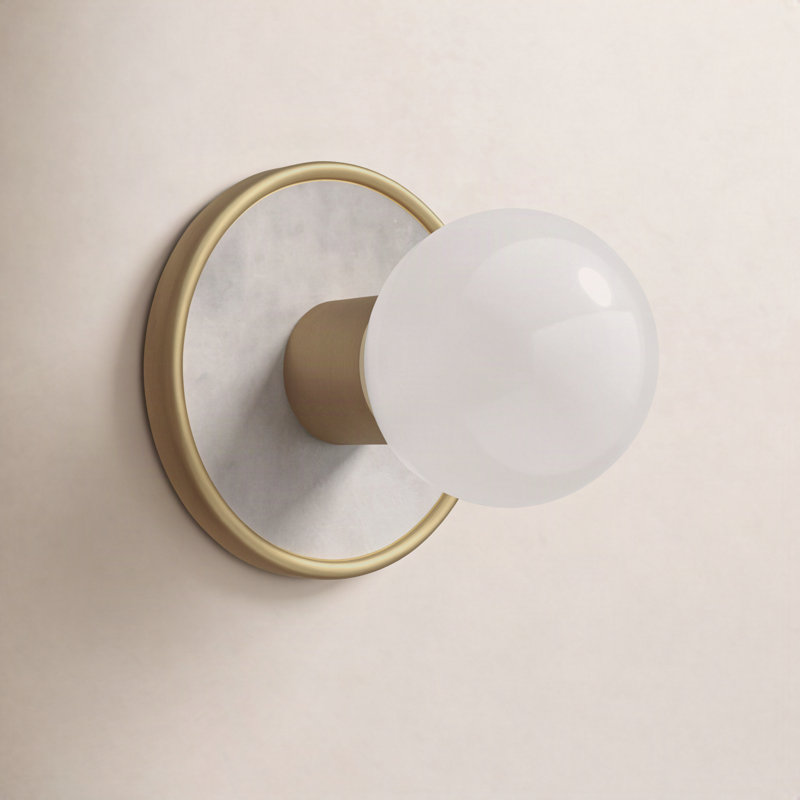 Rocha Dimmable Bath Sconce, No, White Alabaster/Natural Aged Brass