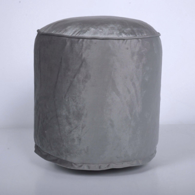 Pouf cylindrique gris étain