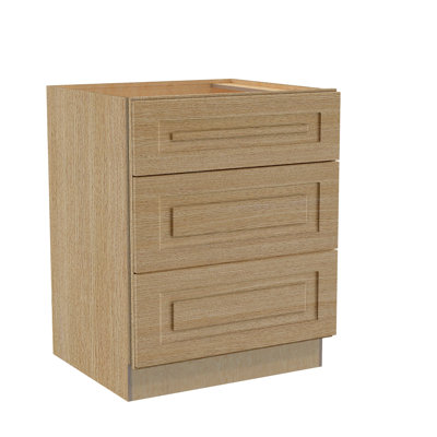 Gallery Express Ellison Plywood Assembled 27 in W x 24 in D x 34.5 in H Drawer Base Kitchen Cabinet in Straw
