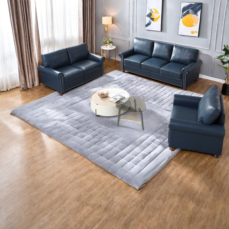 Canapés de rangement, cuir PU bleu marine, canapé modulaire 1 + 2 + 3 pour le salon