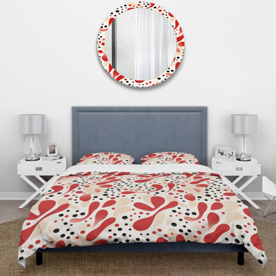 Ensemble de housse de couette à pois rouges et blancs