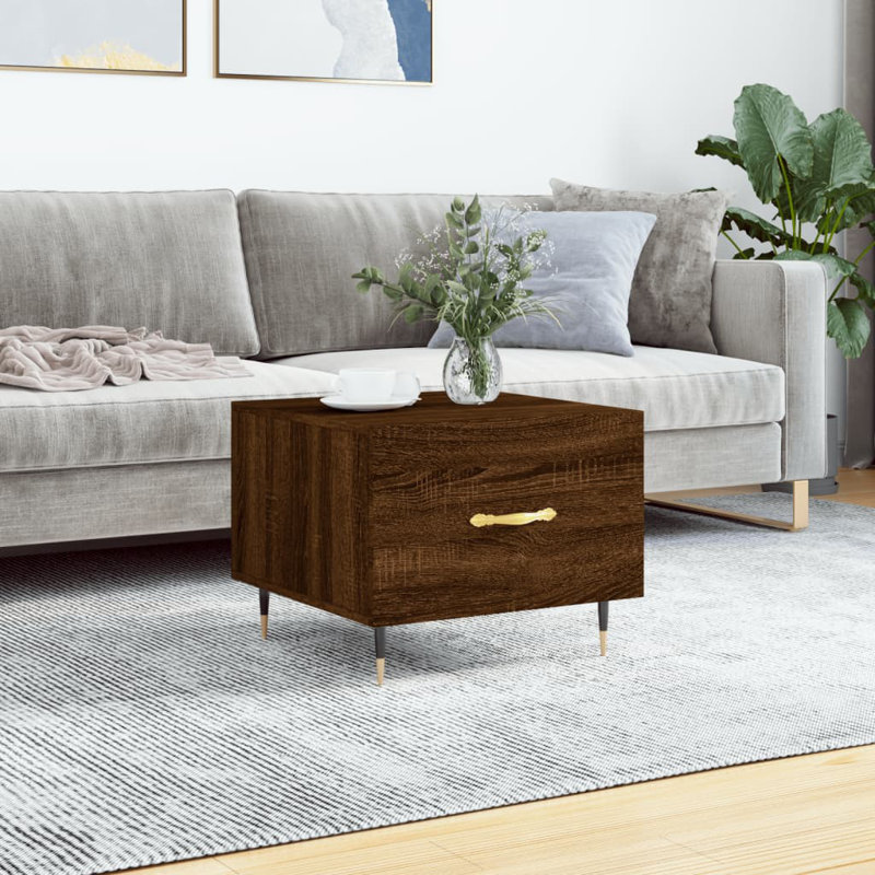 Farsund Four Leg Coffee Table with Storage, Brown Oak