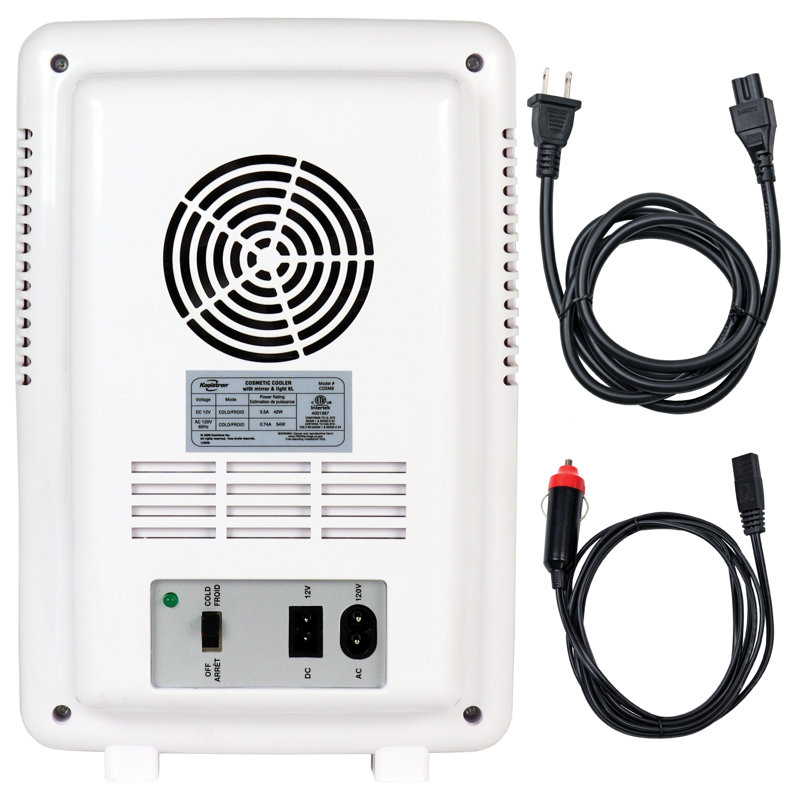 Compact White Smart Portable Cosmetic Fridge with LED Mirror