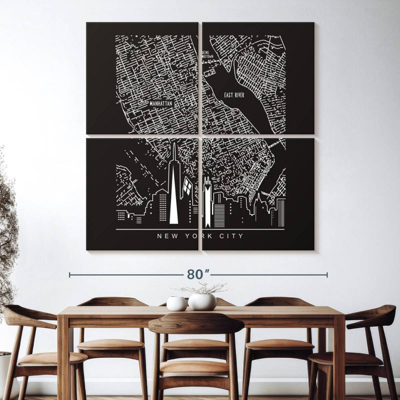Manhattan Map, 74" H x 74" W