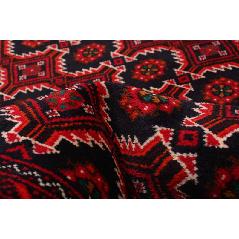 Tapis rouge en laine noué à la main de conception unique 3 pi 6 po x 6 pi 9 po nouvel âge Kalgoorlie