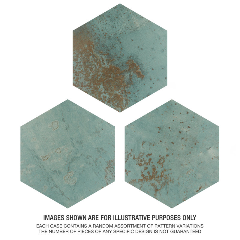 Zinc Hex 10" x 11" Porcelain Wall and Floor Tile