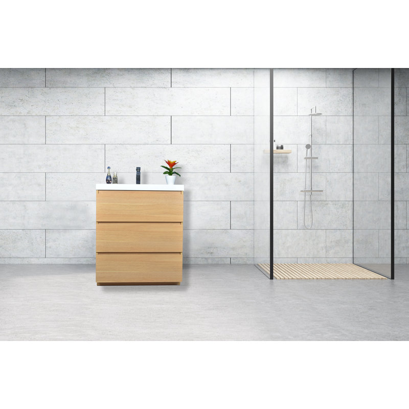 Ensemble de meuble-lavabo simple 29 po Ninel, Chêne Coburg