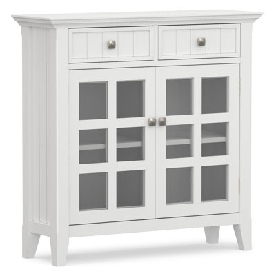 Acadian 36"W Solid Wood Transitional Entryway Storage Cabinet with Drawers, Glass Doors and Adjustable Shelves