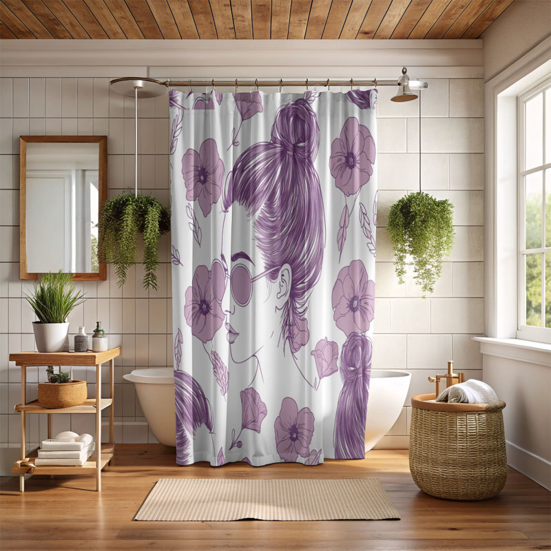 Rideau de douche rose doux 127, H 74 po x l 71 po