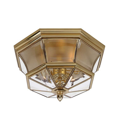Rochelle Polished Brass 3 - Bulb 19cm H Outdoor Bulkhead Light