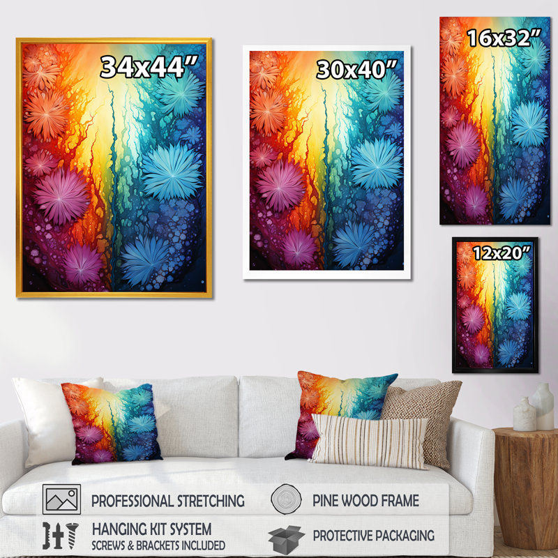 Feux d'artifice colorés 2 - Botanicals Wall Art, Cadre photo argenté, H 20 po x l 12 po x P 1 po