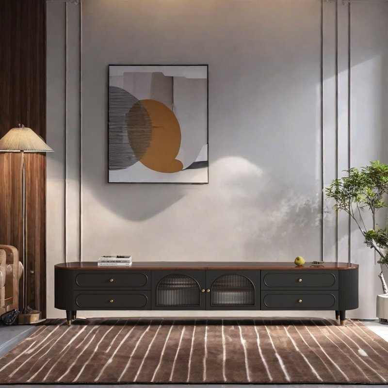 Meuble télé en bois massif pour un grand rangement, L 70,87 po