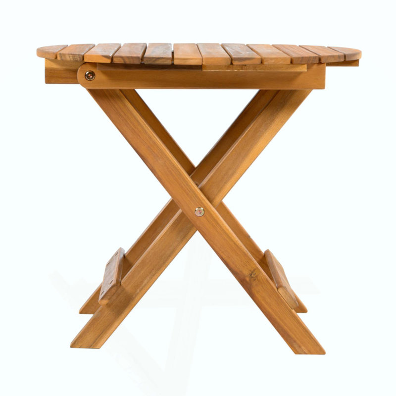 Table de bout réglable pliable en bois d'acacia - longueur 17,75-27,6 po, capacité de 175 lb, aucun assemblage requis, table d'appoint multi-usage pour la maison / patio / véhicules récréatifs