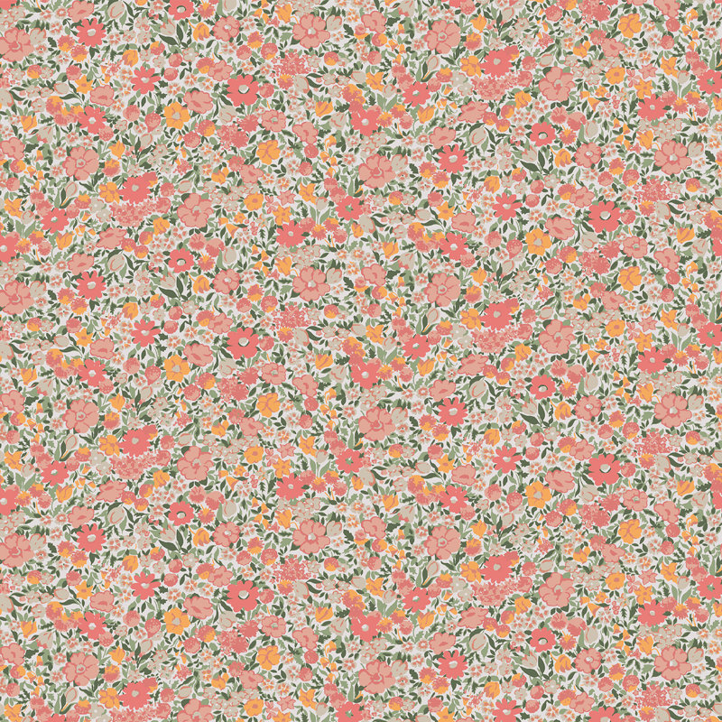 Rouleau de papier peint floral L 33 pi x l 21 po Evalena, Rose corail