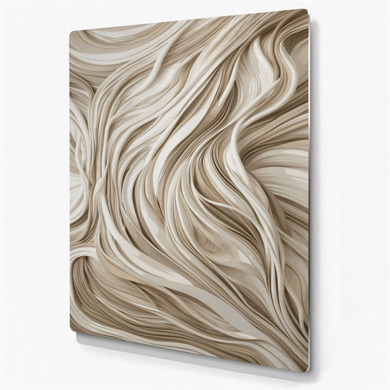 Abstrait 3 formes d'art en métal beige, H 11 po x l 14 po