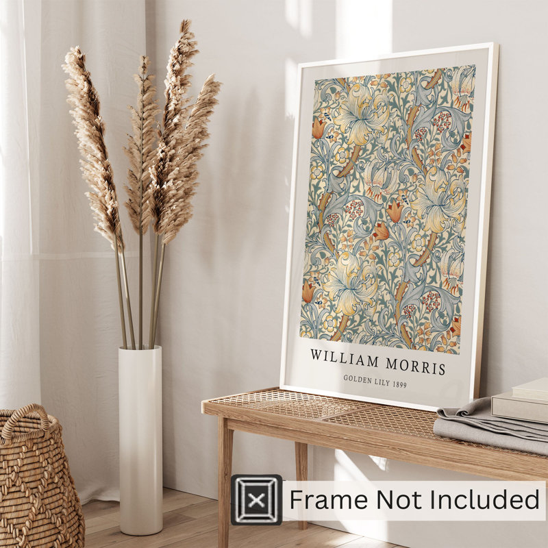 «Botanical William Morris Golden Lily», reproduction d'art classique sans cadre, H 36 po x l 24 po