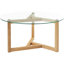 [Nouvelle photo] Table basse ronde en verre de style moderne avec plateau en verre trempé et base en bois robuste, naturel (OLD SKU: WF190112AAL)-1494163333