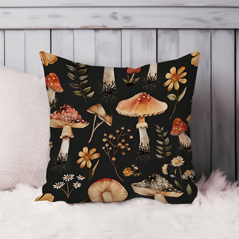 Animals William Morris Birds Damask Pattern I Cottage, 18"H x 18"W, Botanical Mushroom Pattern III Cottage