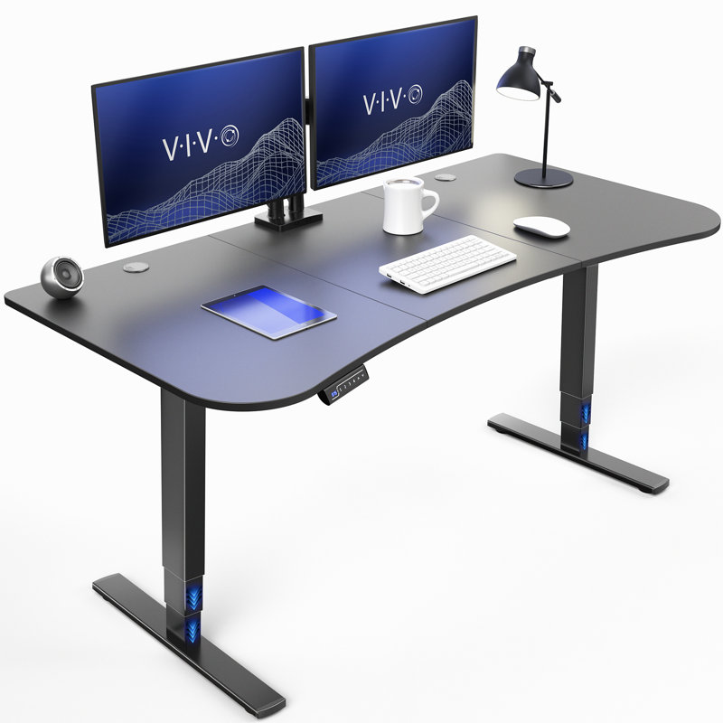 63" x 32" Electric Desk with Touch Screen Memory Controller, 2E1B Series, Black/Black