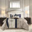 Couette bleu marine King avec 3 coussins décoratifs - Charmant 1 coussin