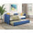 1Pc Daybed With Trundle Blue Fabric Upholstery Wooden Frame Modern Home Furniture-1405601522