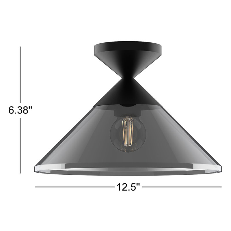 Brylon Glass Flush Mount, Matte Black, Smoked