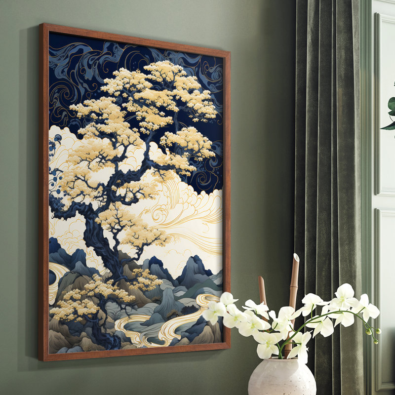 Paysages série CLVII - reproduction encadrée de qualité supérieure - prête à être accrochée - aucun clou requis, Noyer