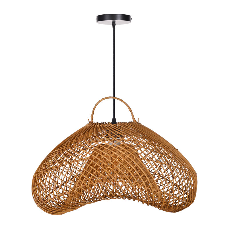 Luminaire suspendu 1 lumière Rattan, H 10,24 po x l 15,75 po x P 15,75 po
