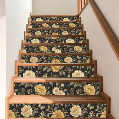 Papier peint auto-adhésif à peler et coller Fleurs de jardin sans soudure, pivoines, oiseaux, papillons, luxe pour créer une auto-adhésive et amovible de 17,7 po x 118 po (45 x 300 cm)