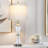 28" Glass Bedside Table Lamps with Type-C, USB-A & Outlet, Bulbs Included
