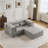 Compression Mahjong Sofa,Convertible Floor Sofa Bed,DIY Boneless Modular Sectional Sofa,No Assembly Required,Circle Fleece Fabric,Oversized 2 Seater With 1 Ottoman,Light-Grey-1697840202