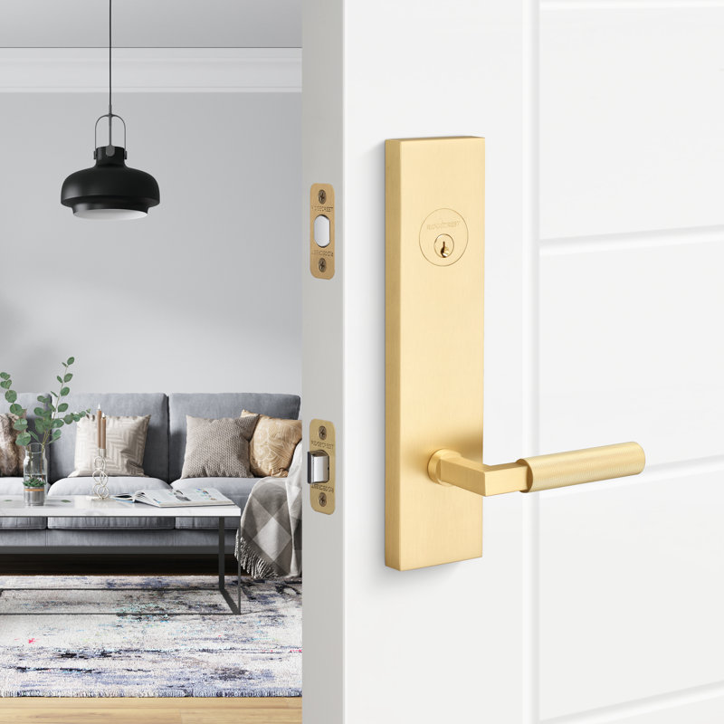 Levanto Sideplate Entry, Knurled Grip, Satin Brass