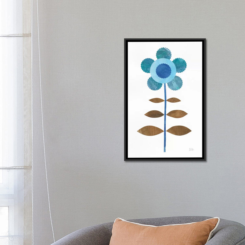 «Retro Blooms IV», impression sur toile, H 26 po x l 18 po x P 1,5 po, Toile encadrée noire, Pas de tapis