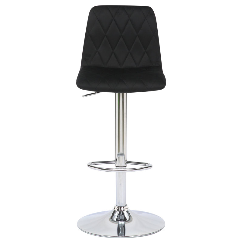 Adelaid Swivel Upholstered Adjustable Height Counter Stool with Metal Frame, Black