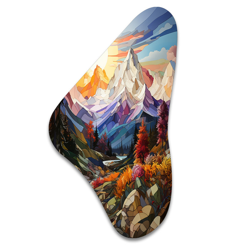 Décoration murale irrégulière en métal Hahnville - Mountains Boomerang, H 39 po x l 21 po x P 1 po