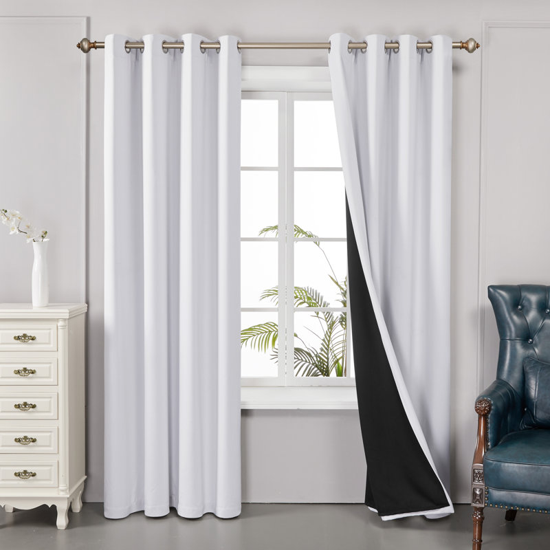 Paire de rideaux doublés occultant 100% Bursaite, L 52 po x L 108 po, Blanc grisâtre