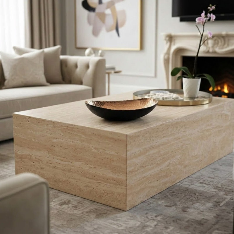 Table basse en travertin véritable - pierre de travertin