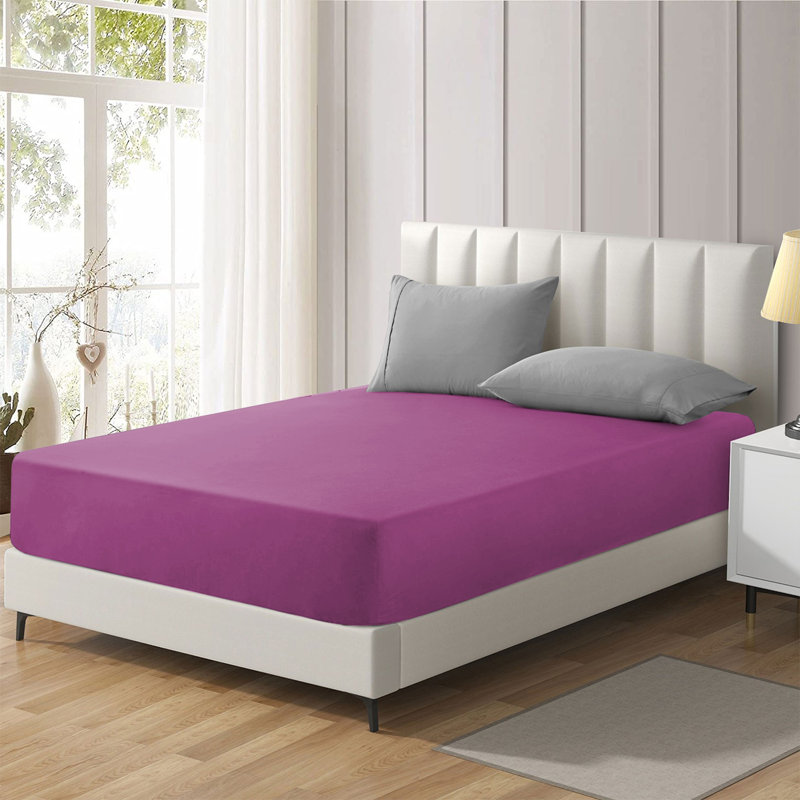 Brushed Microfiber 40cm Deep Fitted Bed Sheet, Purple, Kingsize (5')