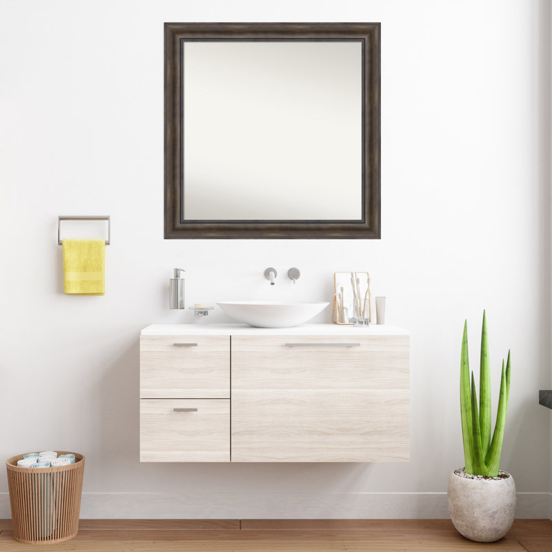 Bostynn Solid Wood Wall Mirror, Square, 33.5" H x 33.5" W