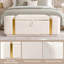 Banc de rangement en velours 47,2 po avec bandes décoratives en métal doré-642541909