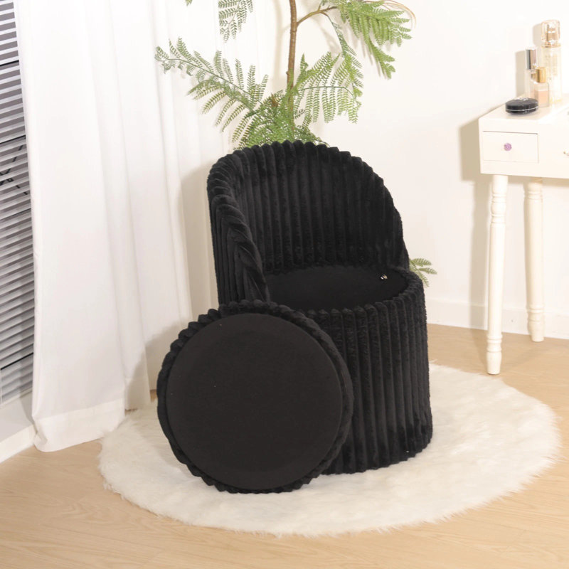 3-in-1 Foldable Ottoman Storage Box with Cushioned Seat, Hidden Storage and MDF Frame, Space Saving Footstool for Living Room or Bedroom