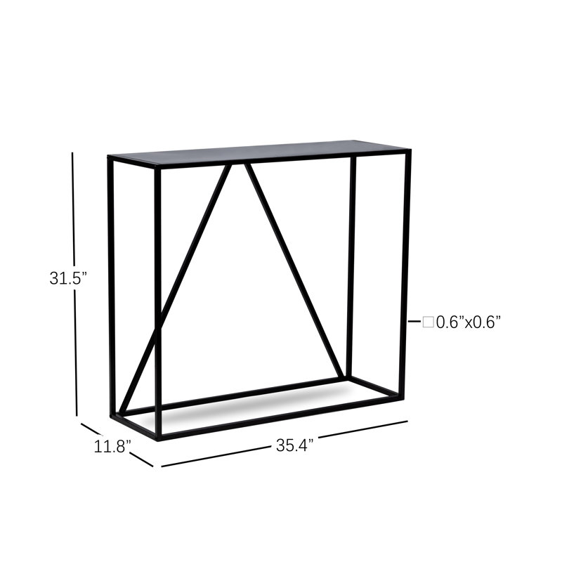 Schade Industrial Metal Console Table, Brown
