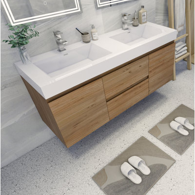Hartt 59 " W Wall Mounted 2 Double Vanity Bathroom Vanity With Top