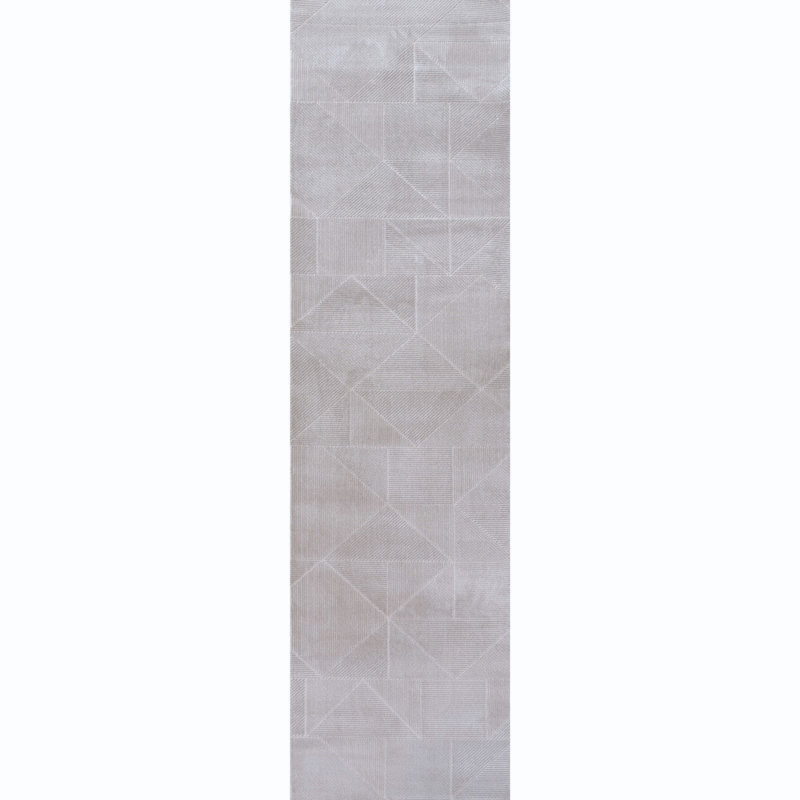 Carmel Modern Geometric Patterned Grey Area Rug, Runner 80 x 300 cm