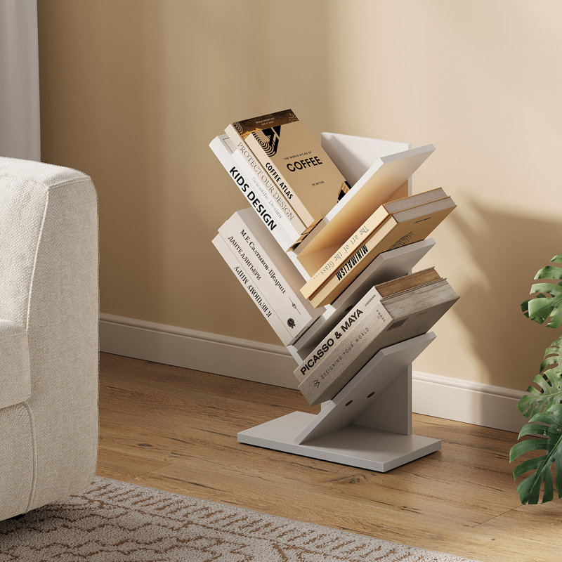 Bibliothèque géométrique Trivette, Blanc nuage, H 20,1 po x l 11,8 po x P 6,8 po