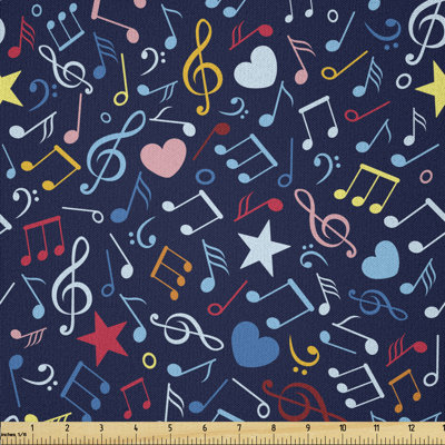 Darneil Hearts Notes Stars Melodic Multi-purpose Fabric