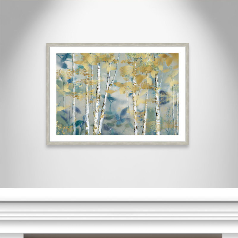 «Gerret Gilded Forest I», reproduction encadrée, Argent chaleureux, H 30 po x l 42 po x P 1,25 po