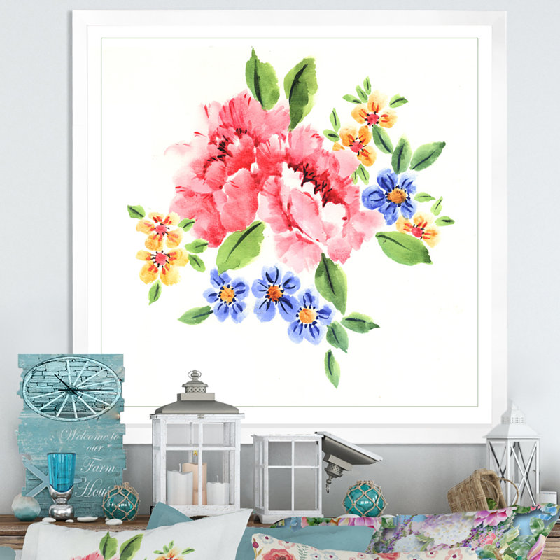 Belles fleurs roses naturelles - sur, Cadre photo blanc, H 30 po x l 30 po x P 1 po